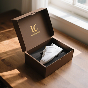 Boîte à chaussures en carton ondulé kraft personnalisée et emballage pour baskets, boîte pliable à fermeture automatique pour l'expédition - Product Image 1