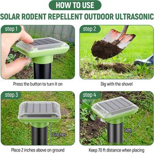 Répulsif Solaire Ultrasonique Saijzek OEM ODM Contre les Taupes, Voles, Gophers et Serpents pour Extérieur, Ferme et Pelouse - Product Image 3