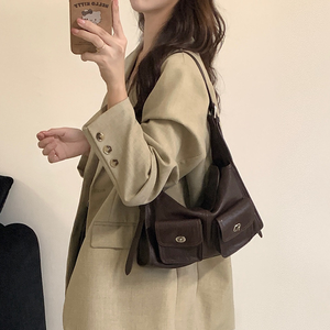 Sac bandoulière polyvalent en cuir PU pour femme, style rétro, nouvelle collection été-automne 2025, avec deux sangles - Product Image 2