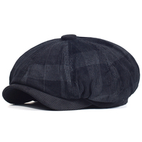Gorro de Pana a Cuadros, Estilo Vintage, Gorra Plana para Conductor, Cálida para Otoño e Invierno, Gorra Deportiva de Béisbol, Gorra Newsboy