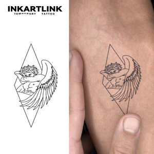 Autocollants de tatouage semi-permanents en gros de haute qualité, personnalisés, géométriques, ange déchu, imperméables, jus de fruits naturels, approvisionnement en vrac - Product Image 1