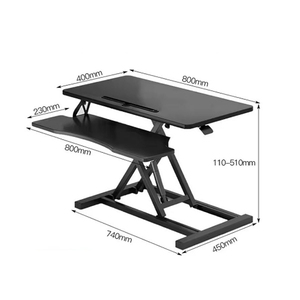 Muebles de oficina Convertidor de escritorio de Elevación neumática Doble cubierta Altura ajustable Escritorio de pie Converte 94*40 Escritorio negro - Product Image 1