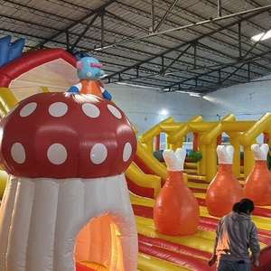 Gran dos secciones de dibujos animados coloridos más vendidos de lujo Gaming Bouncy Combo escalada inflable Jumping Castle Playground verano - Product Image 2