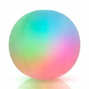 रंग बदलने वाली एलईडी लाइट्स के साथ लाइट अप जंबो इन्फ्लैटेबल बीच बॉल, अंधेरे में चमकने वाली इन्फ्लैटेबल एलईडी बीच बॉल