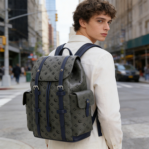 Luxury Embossed Leather <b>Backpack</b> <b>Large</b> Capacity Travel Laptop <b>Backpack</b> Custom Logo School Business Rucksack for Men Women - Product Image 1