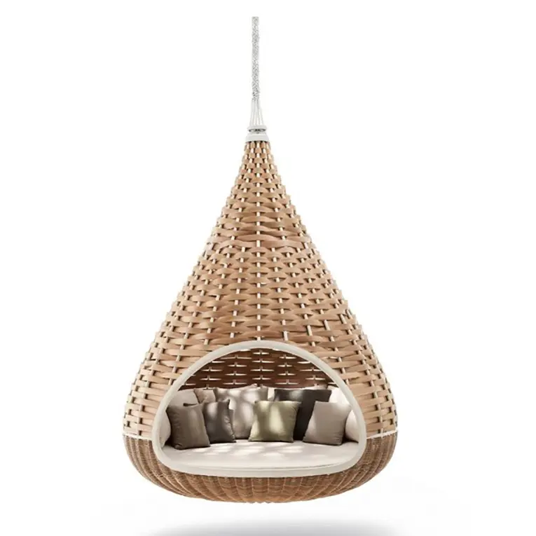 Ninho design de alumínio vime rattan adultos ao ar livre pendurar jardim balanço