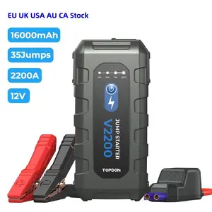 托普登V2200 2200A峰值12V 16000毫安便携式迷你应急汽车助推器跳车包盒电池电源银行汽车跳车启动器