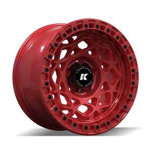 Rines Todoterreno Forjados Personalizados <span class=keywords><strong>de</strong></span> 17x9.0, 5x127, Estilo Beadlock con Borde Profundo en Rojo Perla, para <span class=keywords><strong>Jeep</strong></span> Wrangler JL 4x4 - Product Image 1