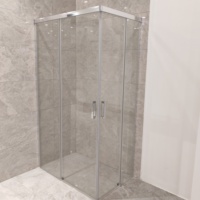 Cabine de douche carrée avec porte coulissante en verre trempé transparent, cadre en aluminium, douche d'angle avec base en ABS, vente en gros sur mesure