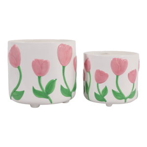 Vasi in Ceramica Dipinti a Mano con Design a Tulipano per Piante da Interno e Decorazione Casa - Product Image 1