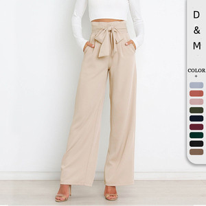 D & M <span class=keywords><strong>pantaloni</strong></span> larghi Casual 2024 autunno bianco <span class=keywords><strong>donna</strong></span> con cerniera a bottone a <span class=keywords><strong>vita</strong></span> <span class=keywords><strong>alta</strong></span> <span class=keywords><strong>pantaloni</strong></span> larghi in raso con tasca - Product Image 1