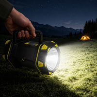Projecteur LED rechargeable OEM 3-en-1 : Lanterne de camping, projecteur L2, batterie externe 4800 mAh, lumière d'avertissement rouge et lampe de travail
