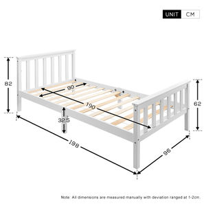 Marco de <span class=keywords><strong>cama</strong></span> de madera de pino macizo blanco moderno de 3 pies, estilo de <span class=keywords><strong>cama</strong></span> de pared para <span class=keywords><strong>adultos</strong></span>, niños, muebles para el hogar para dormitorio, Material de roble - Product Image 2