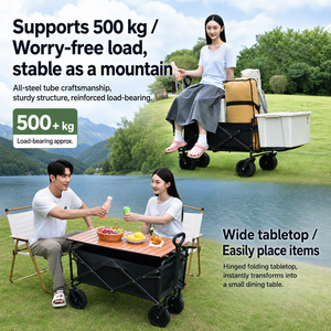 Chariot <span class=keywords><strong>de</strong></span> camping et pique-nique <span class=keywords><strong>pliable</strong></span> en acier inoxydable, 4 roues, portable, <span class=keywords><strong>pliable</strong></span>, noir, <span class=keywords><strong>remorque</strong></span> en tissu 600D, pour le rangement, les courses et la <span class=keywords><strong>plage</strong></span> - Product Image 4