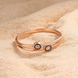 Fashion Bangle 316L Stainless Steel PVD Gold Plating With <b>Crystal</b> Accents For Women Jewelry - Product Image 3