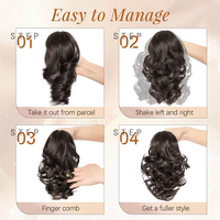 Extensions de cheveux naturels de marque propre, mélange HD européen et américain, queue de cheval à pince, courtes, bouclées, ondulées, volumineuses, non-Remy, 150%