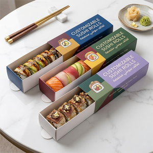 Custom Logo Eco-Friendly Kraft Paper Sushi Box | Food Grade Matte Lamination <b>Sliding</b> <b>Drawer</b> Takeaway Packaging - Product Image 2