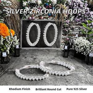 Pendientes de Aro con Zirconia y Baño de Rodio de Alta Calidad, Plata de Ley 925, Joyería de Moda para Mujer - Product Image 2