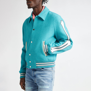 OEM Custom Logo <b>Varsity</b> <b>Jacket</b> for <b>Men</b> Thin High Street Stand Baseball <b>Bomber</b> with Embroidery Winter Letterman <b>Jacket</b> - Product Image 3