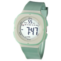 Montre numérique rectangulaire mince LASTKA WF160, résistante à l'eau, rétroéclairage LED, alarme, chronomètre, TPU, pour hommes et femmes, sport