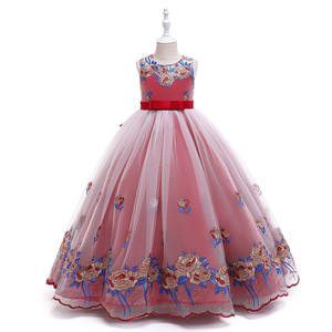 تخصيص الاطفال ثوب الكرة فستان الاميرة نمط الأزهار فساتين وصيفة الشرف للفتيات في سن المراهقة حفل زفاف فستان الطبقات الكشكشة - Product Image 6