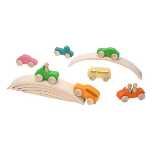 Rainbow Wooden Building Blocks With Toy Cars For Toddlers 2 To 4 Years Old Unisex Educational Playset - Product Image 5