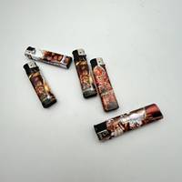 Logo personnalisable imprimé mince 78.1mm Rechargeable électronique flamme briquet réglable Butane torche pour Cigarettes en plastique