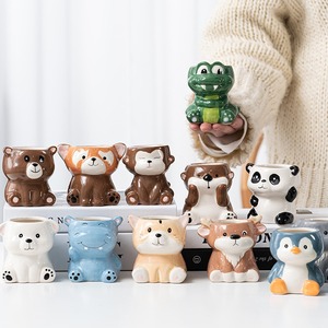Poterie en céramique de dessin animé Animal chat hibou renard ours Cactus pots de fleurs bon marché mini céramique succulente jardinière pot de fleurs - Product Image 4