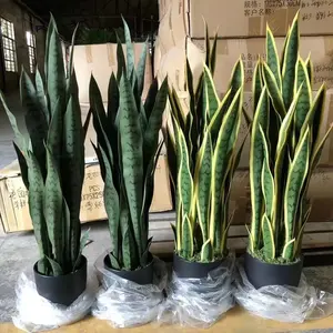 Artificial Plants Snake Plant with fake Black Plastic Planter Greenery Perfect Faux Agave Faux Plants in Pot