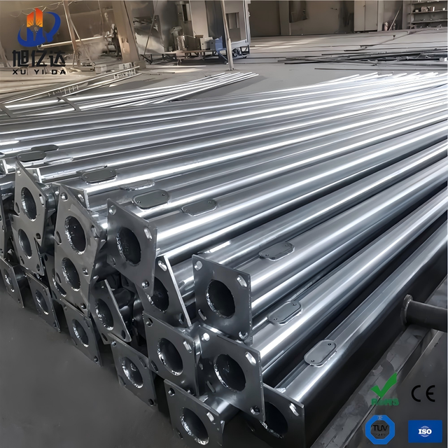 Outdoor Hot Dip Galvanized Steel Street Light Pole 6-12m Road Lighting with 25-Year Warranty and 160 km/h Wind Resistance
