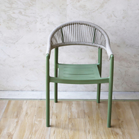 Chaise de bistrot pour balcon avec siège en corde tressée, pour petit appartement, cour, café, véranda, fauteuil d'extérieur empilable
