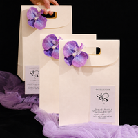 Sac en papier de luxe personnalisé HKSHF, élégant, avec motif fleur d'orchidée, pour cartes de vœux, boîte à bijoux, sac cadeau, sac à main pour fête prénuptiale, cadeau de mariage