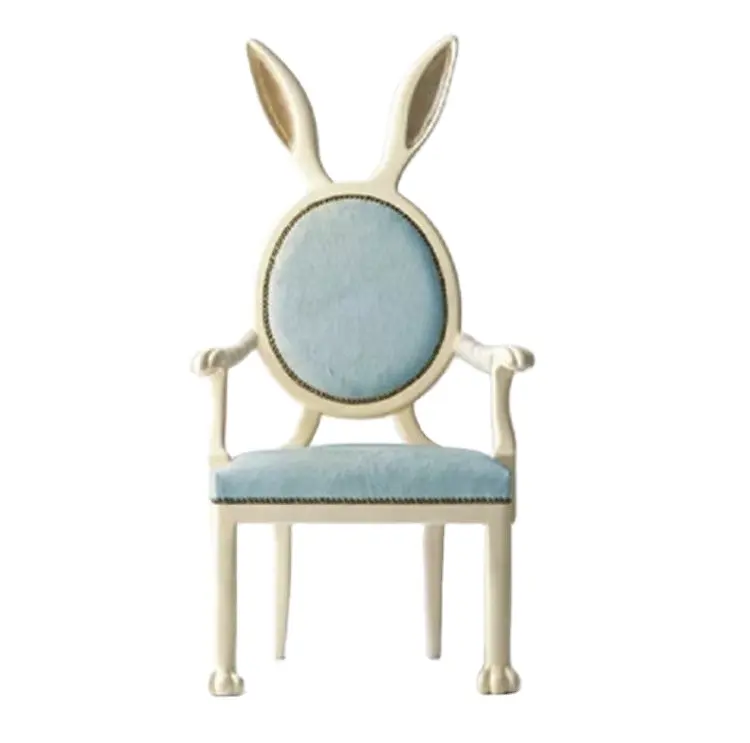 Canapé de luxe moderne Simple chaise d'oreille de lapin en bois massif étude américaine modèle chambre dessin animé pour enfants chaise simple
