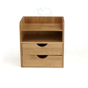 Natural Bamboo <b>Desk</b> Organizer with 2 <b>Drawers</b>,2 Shelves - Product Image 3