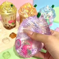 Jouet Squishy TPR en forme de tasse de thé au lait 2026, jouet à presser rempli de maltose, cadeau fantaisie anti-stress aux fruits colorés et pailletés