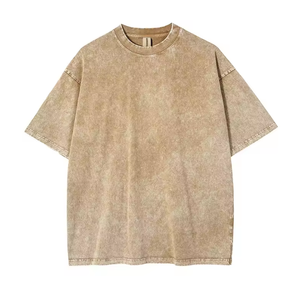 Camiseta vintage de alta calidad con logotipo personalizado, lavada al ácido, para hombre, camiseta extragrande de algodón grueso de color sólido para hombre - Product Image 3