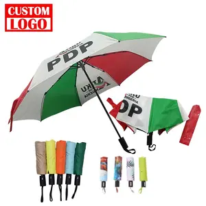 プロモーション広告耐風性3つ折り雨傘ポータブル旅行傘カスタムロゴ折りたたみバックパック傘