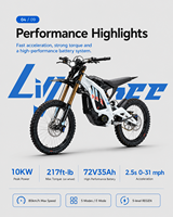 2026 Neu Gut Verpackt 72V 35A für Light Bee Elektro-Dirtbike 10000W Aluminiumlegierungsrahmen Maximales Drehmoment 295Nm Straßentauglich
