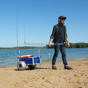 Chariot de plage pliable en aluminium pour la pêche au surf avec roues à ballon pour le sable - Product Image 4