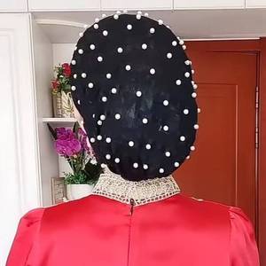 Sombrero de malla hecho a mano, transpirable y ecológico, para todas las estaciones, con diadema de perlas, sombrero de moda para mujer. - Product Image 1