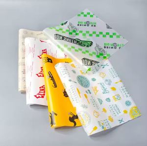 กระดาษห่อแซนวิชเคลือบ PE กันไขมัน เกรดอาหาร พิมพ์โลโก้ตามสั่ง ขายส่ง สำหรับเบอร์เกอร์ ไก่ทอด เฟรนช์ฟรายส์ - Product Image 3