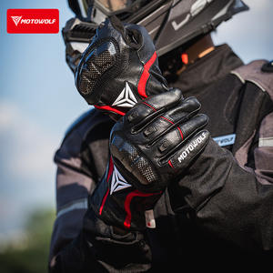 Gants de moto d'hiver en cuir avec doublure 3M Thinsulate, protection des articulations en fibre de carbone, compatibles écran tactile et coupe-vent - Product Image 1