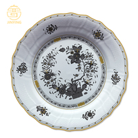 Service de vaisselle en porcelaine fine de style classique, assiettes grises vintage en céramique pour restaurant, hôtel, événement