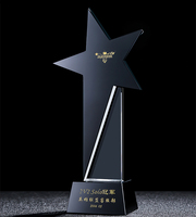 Trofeo de Cristal Negro Personalizado ADL con Estrella, Grabado de Logotipo UN Pulido, Premio Listo para Regalos Empresariales