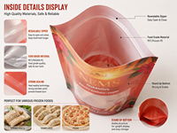 Sachet d'emballage personnalisé 450g pour chips, rouleaux de printemps et pizzas, en PE, avec fermeture éclair, impression héliogravure et fenêtre transparente