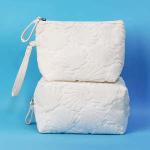 Sac de toilette en coton jacquard à <span class=keywords><strong>motif</strong></span> coquillage créatif pour femmes, sac de maquillage en <span class=keywords><strong>tissu</strong></span> éponge pour les voyages - Product Image 2