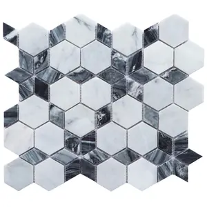 Quality Wall Decoration White Natural Stone Mosaic for Blacony and Bathroom