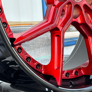 Cerchi Forgiati Bicolore Rosso Spazzolato e Nero Lucido di Alta Gamma 5*114.3 5*120 5*127 18 19 20 21 22 Pollici per Mustang Challenger Camaro - Product Image 3