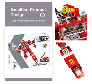 2 in 1 deformation fire truck toy robot building block with 670 pcs - Product Image 4