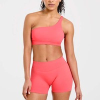 Ensemble de yoga asymétrique 2 pièces pour femme, soutien-gorge de sport extensible doux et short, tenue de sport pour l'entraînement – Grande Vente